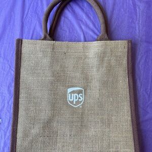 Brown Jute Tote Bag with UPS Logo